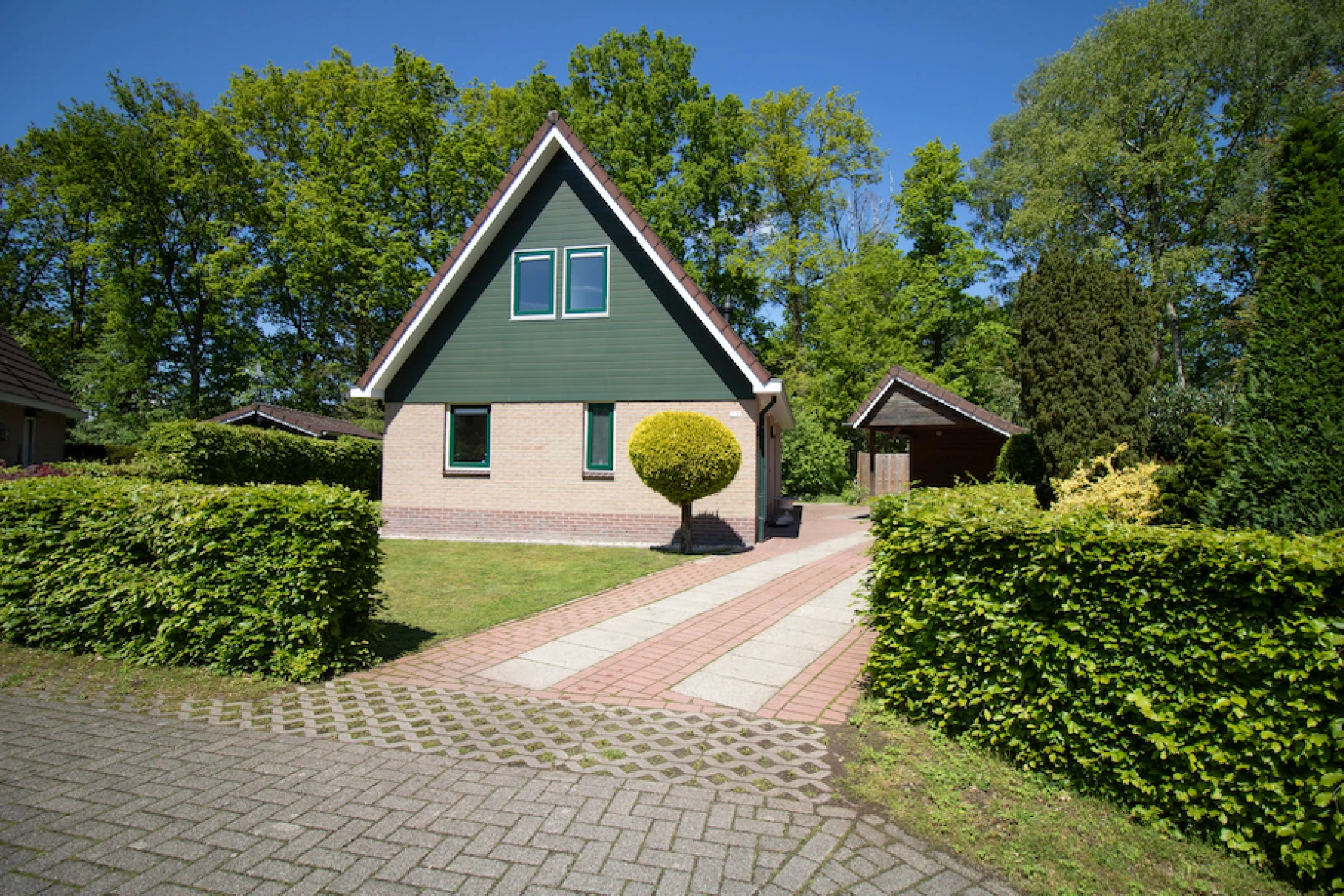 Tuin van Simmelink – terras met zitplekken in een ruime bostuin, midden in de bosrijke natuur.