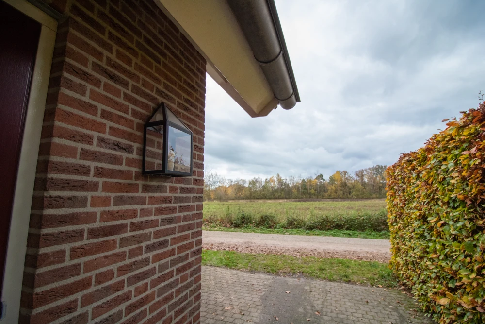 Tuin van Aurora – terras met zitplekken in een ruime bostuin, midden in de bosrijke natuur.